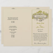 Groene Bloemen Vintage Wedding Programma (Voorkant / Achterkant)