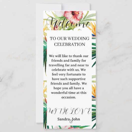 Groene Bloemen Welkom Trouwprogramma (Voorkant)