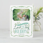 Groene Bloemen Whimsy 2 foto Flat Feestdagenkaart (Staand voorkant)