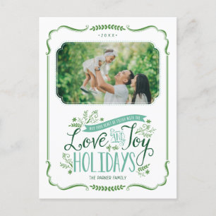 Groene Bloemen Whimsy Vakantie Foto Briefkaart