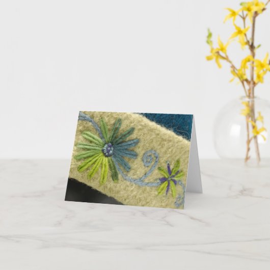 Groene Bloemen & Wijnstok Kaart (Gele Bloem)