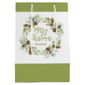 Groene Bloemendennen Kerstkrans Medium Cadeauzakje (Achterkant)