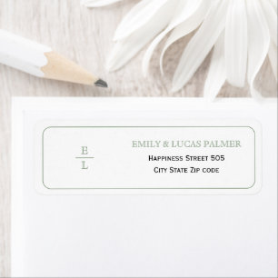  groene bloemenkam monogram border bruiloft etiket