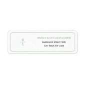  groene bloemenkam monogram border bruiloft etiket (Voorkant)