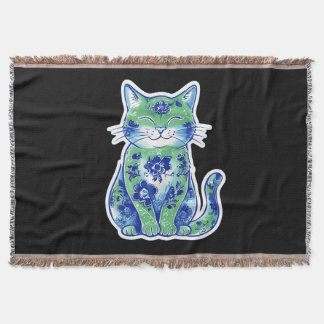 Groene Bloemenkater Deken