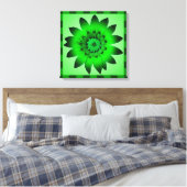 Groene bloemenkunstwerk - omhuld canvas afdruk (Insitu (Slaapkamer))
