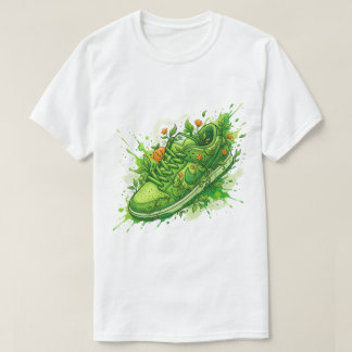 Groene bloemenschoen Kunst T-shirt