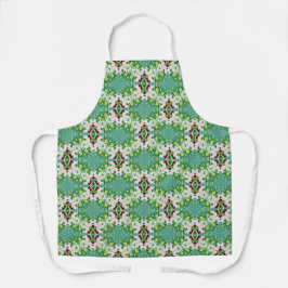 Groene bloemenschort met all-overprint schort