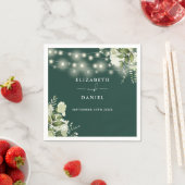 Groene bloemenslingerlichten smaragd trouwfeest servet (Insitu)