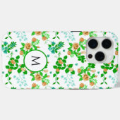 Groene bloementuin monogram Case-Mate iPhone case (Achterkant (horizontaal))