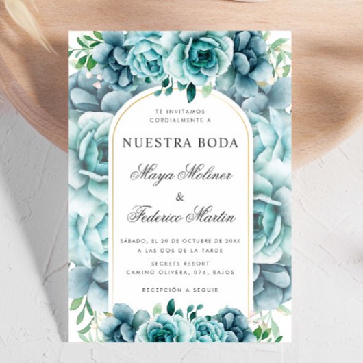 Groene bloementuin Nuestra Boda Spaanse bruiloft Kaart