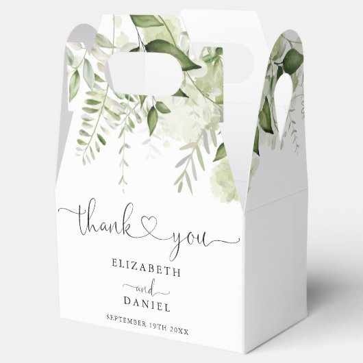 Groene Bloemhart Script Bruiloft Bedankdoosjes (Geopend)