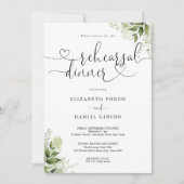 Groene Bloemhart Script Proefavondmaal Kaart (Voorkant)