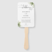 Groene Bloemhart Script Trouwprogramma Handwaaier (Voorkant)