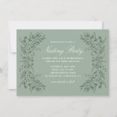 Groene Bloemige Baby Shower Uitnodiging (Voorkant)