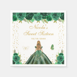 Groene Bloemige Blonde Haren Prinses Sweet Sixteen Servet
