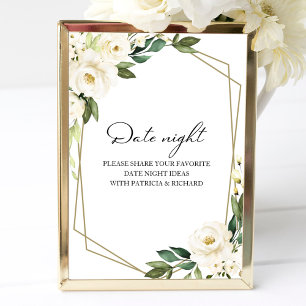 Groene Bloemige Bruidsdouche Date Night Pot Bord Poster