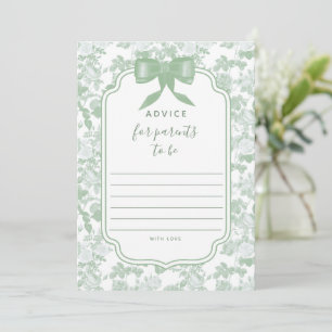 Groene Bloemige Chinoiserie Baby Shower Advieskaar Kaart
