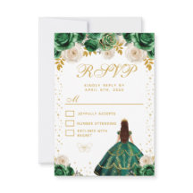 Groene Bloemige Prinses Quinceañera