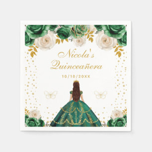 Groene Bloemige Prinses Quinceañera Servet