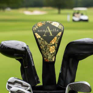 Groene Bloemige William Morris Elegante Monogram Golfheadcover