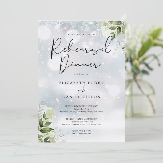 Groene Bloemige Winter Oefendiner Kaart (Staand voorkant)