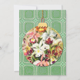 Groene Bloemkunst Kerst Ornament Kaart