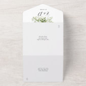 Groene Bloemrijke Script Harten Minimalistische Tr All In One Uitnodiging (Buitenkant)