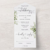 Groene Bloemrijke Script Harten Minimalistische Tr All In One Uitnodiging (Binnen)