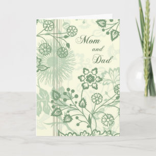 Groene bloemstuk ouders trouwdag bedankkaart