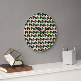 Groene blokkunst gelanceerd Bowls patroon, wandklo Grote Klok
