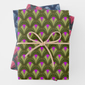 GROENE BLUE PINK GRAY ART DECO PATTERNEN INPAKPAPIER VEL (In situ)