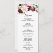 Groene Blush Bourgondië Bloemendiner Menukaart Kaart (Voorkant)