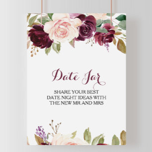 Groene Blush Bourgondiër Bloemendatum Jar Bord Poster