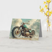 Groene Bobber Motorfiets Kaart - Strand Achtergron (Gele Bloem)