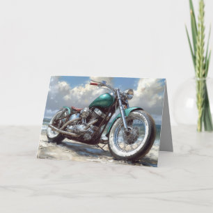 Groene Bobber Motorfiets Kaart - Strand Achtergron
