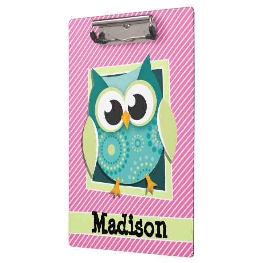 Groene bocht op roze en witte strepen klembord (Links)