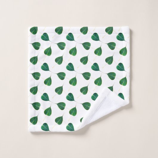 Groene Bodhi bladeren op wit Bad Handdoek (Wasdoekje)