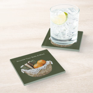 Groene Boeken & Sinaasappels Fruit Nourishment Glazen Onderzetter