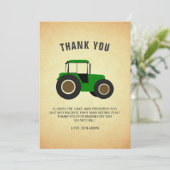 Groene Boerderij tractor kinderen Birthday Party Bedankkaart (Staand voorkant)