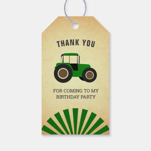 Groene Boerderij tractor kinderen Birthday Party Cadeaulabel (Achterkant)