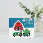 Groene Boerderij Tractor Red Barn Briefkaart (Staand voorkant)