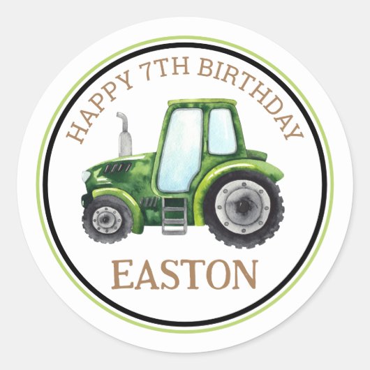 Groene boerderij tractor verjaardagsfeest sticker (Voorkant)