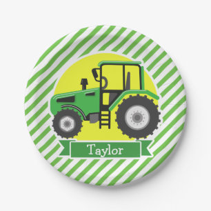 Groene Boerderijen Tractor met Geel; Groen & Wit Papieren Bordje