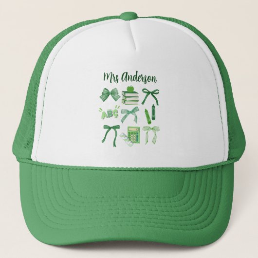 Groene Bogen Elementaire Leraar St Patrick's Day Trucker Pet (Voorkant)
