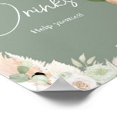 Groene Boho Beer ballon Baby shower Drinken Poster (Hoek)