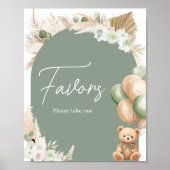 Groene Boho Beer ballon Baby shower gunsten Poster (Voorkant)
