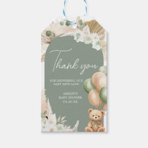 Groene Boho Beer Balloon Baby shower Favor Tags Cadeaulabel