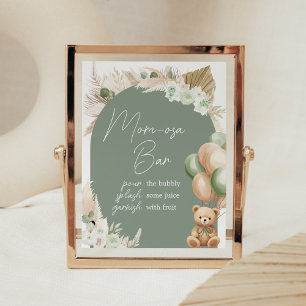 Groene Boho Beer Balloon Baby shower Moeder Osa Ba Poster