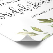 Groene boho blad bruiloft feest welkom bord poster (Hoek)